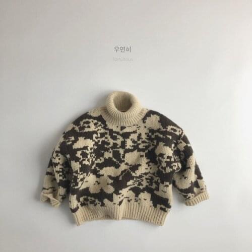 2020 Winter Baby Boys Turtleneck Sweaters 2-8 Y Kids Korean Jacquard Pullover Sweater Fashion Thick Warm Sweater for Boy Child