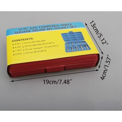 2021 New 10 Pcs XZN 12 Point Triple Square Spline Bit Socket Set Tamper Proof with Case
