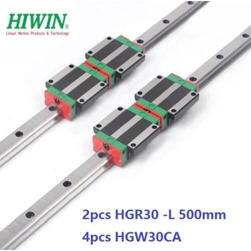 2pcs origial Hiwin rail HGR30 -L 500mm linear guide + 4pcs HGW30CA HGW30CC flange carriage blocks for cnc router