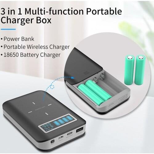 DIY 4x 18650 Battery (Not Included) 12000mAh Dual-way QC Charger Power Bank Shell Box with 2x USB Output & Display fast Charger