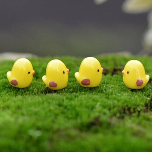 5pcs Yellow Chicken Mini Chick Small Pollo Statue Figurine Micro Crafts Ornament Miniatures DIY Home Garden Decor