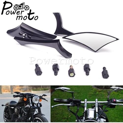 8mm 10mm Motorcycle Handle Bar Rearview Side Mirrors Universal For Harley Touring Street Glide Sportster 883 Cruiser Cafe Racer