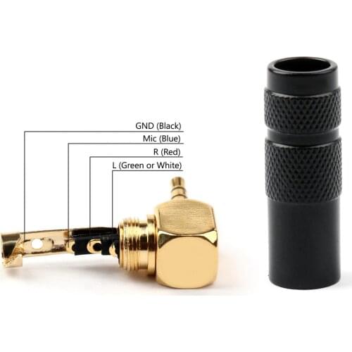 Artudatech 4PCS 2.5mm 4 Pole TRRS Male Plug Gold Plated 90 °Angle Audio Connector Black Silver Connector