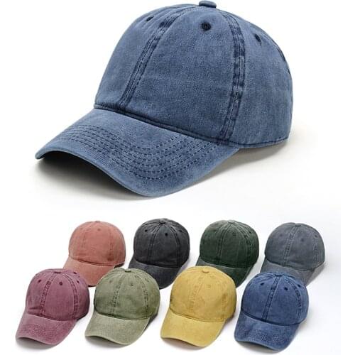 Cotton Baseball Cap Men Women Retro Washable Sunhat Outdoor Sports Fishing Cycling Camping Tennis Golf Hats Denim Fashion 2021