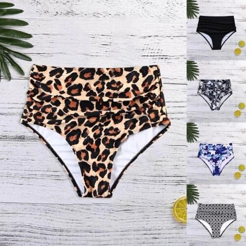 Leopard print Bikini Women High Waisted Bikini Swim Pants Shorts Bottom Swimsuit Swimwear Bathing купальники женские 2021