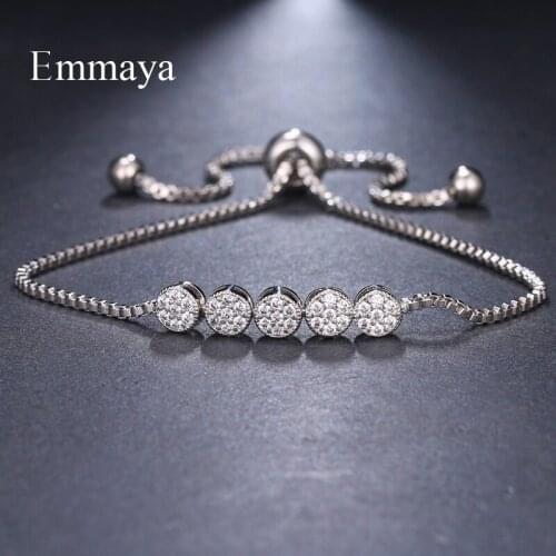 Emmaya Brand Gorgeous Luxury Fashion Three Colors Adjustable Crystal Zircon Five Round Bracelets For Woman Elegance Wedding Gift