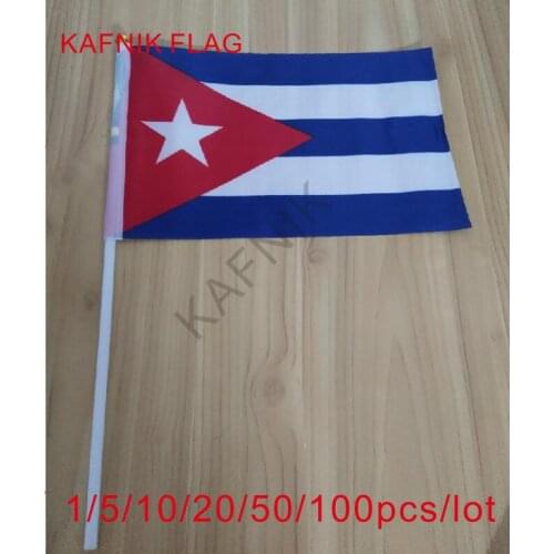 KAFNIK ,10/20/50/100pcs 14 x 21 cm hand waving CUBA hand flag wholesale CUBA SMALL hand Flag