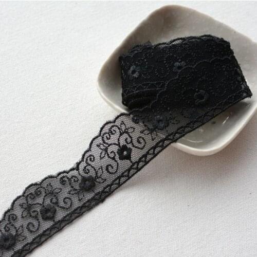 2 Meters/lot Black Lace Applique Ribbon DIY Handmade Apparel Dress Curtain Sewing Crafts Supplies Water Soluble Lace Trimming