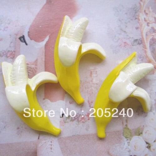 For Diy Decoration 20pcs Cute Small Flat Back Resin Banana