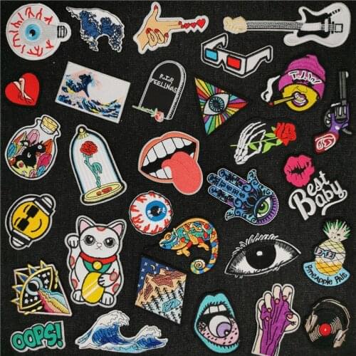 Eyes Mouths Patch for Clothing Iron on Embroidered Sewing Applique Cute Sew on Fabric Badges Diy Stickers Apparel Accessories