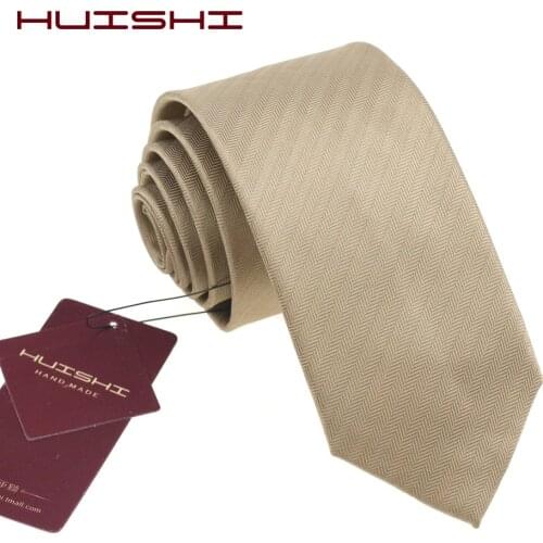 HUISHI New Arrival Mens Woven Necktie Coffee Brown Formal Tie With Fashion Color Neckties For Wedding Accessories