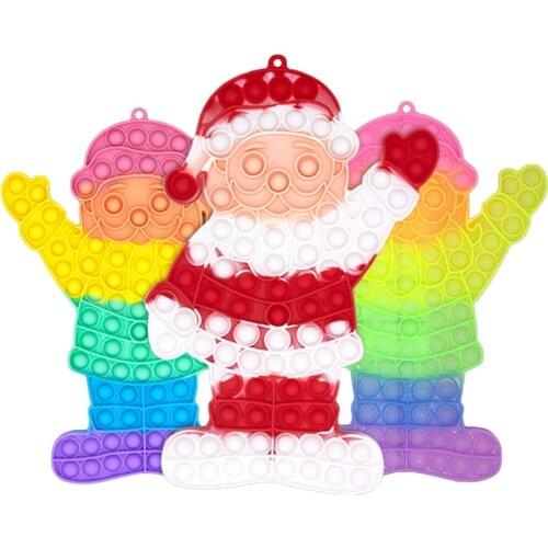 Push Pop Bubble Fidget Sensory Toy Santa Claus Shaped Silicone Stress Toys Sensory Anti Stress Game Fidget Relax Toy Xmas Gift