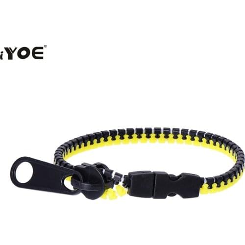 IYOE New Zipper Shaped Charm Bangle &Bracelets For Women Men Kids Simple Zip Double Green & Black Bracelet Silicone Jewelry