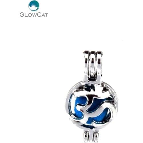 K531 5pcs/lot Silver Alloy 25mm Yoga Om Sign Beads Cage Pendant Locket Fairytale Party Essential Oil Diffuser
