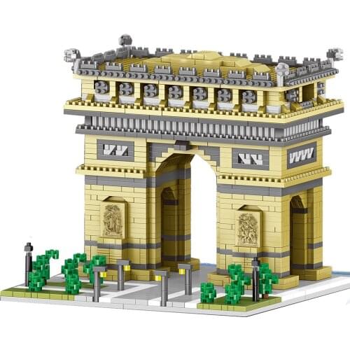 Lezi Diamond Building Blocks Bricks Toys 8004 France Paris Triumphal Arch Blocks World Architecture 3D Model DIY Mini Model
