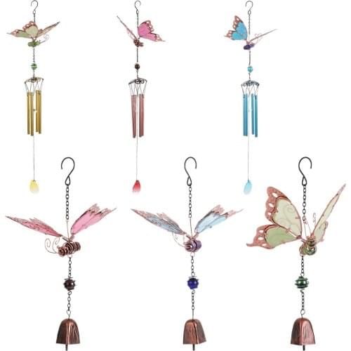 Beautiful Iron Luminous Wind Chimes Butterfly Shaped Home Yard Birthday Gift