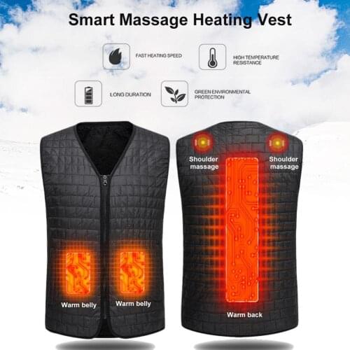 L-5XL Heating Electric Vest Heated Cold-Proof Clothing Washable Faux Woolen 40D Three Levels Adjustment Massage Heating Vest