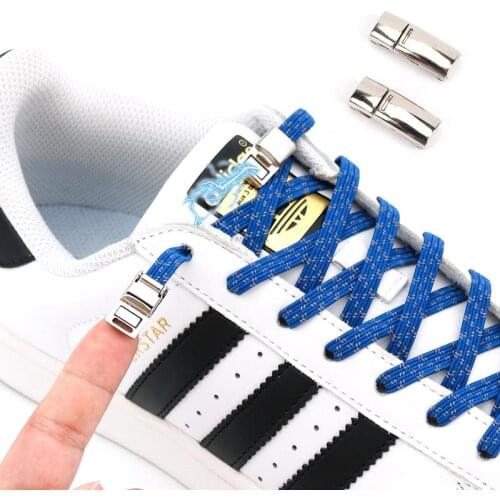 New Magnetic Elastic Shoelaces Flat Reflective No tie Shoelace Sneakers Lace For Kids Adult Lazy Quick Press Lock Shoe Strings