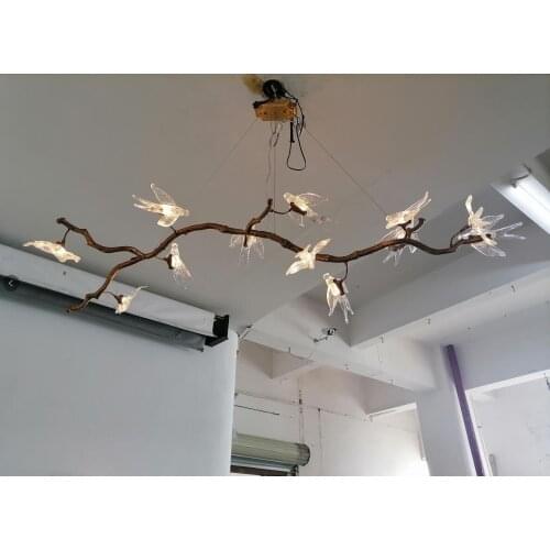 Copper chandelier Warm living room bedroom restaurant Postmodern Nordic simple personality creative bird copper chandelier