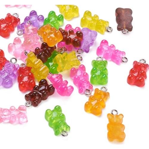 Kawaii Bear Translucent Resin Cabochons Charms Pendants For lovely Jewelry Earring Bracelet Making Accessories