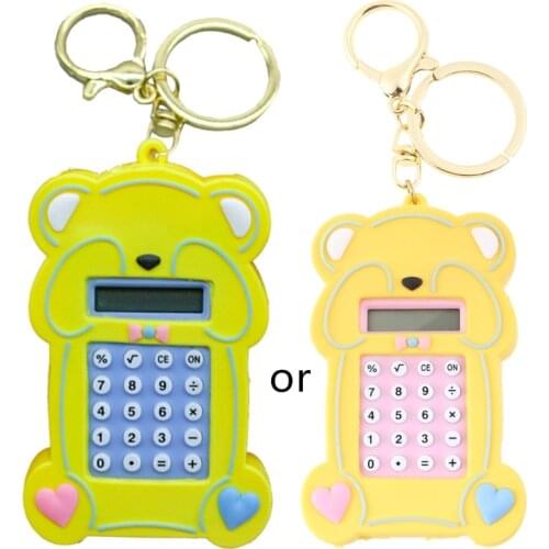 Mini Calculator Cartoon Dinosaur Keychain Bag Decoration Pendant Car Key Ring Women Men Students Jewelry Gift Kids Toys