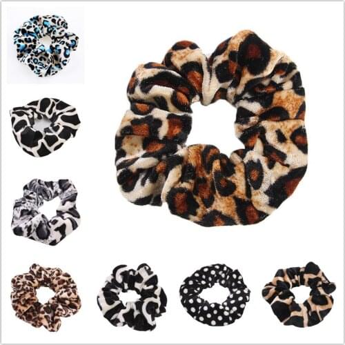Fashion Leopard Velvet Scrunchie Women Girls Elastic Hair Rubber Bands Accessories For Women Tie Hair Ring Rope Ponytail Holder