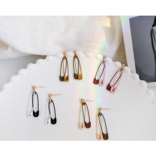 Trendy Colorful Pins Korean Fashion Earrings with Clips Simple Charm Earrings