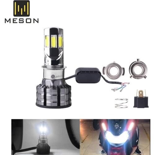 1Pcs H4 HS1 PH7 Motor Led Motorcycle Headlight COB M6 Headlamp For Moped Scooters Motorbike Monochrome Flash Motor Styling