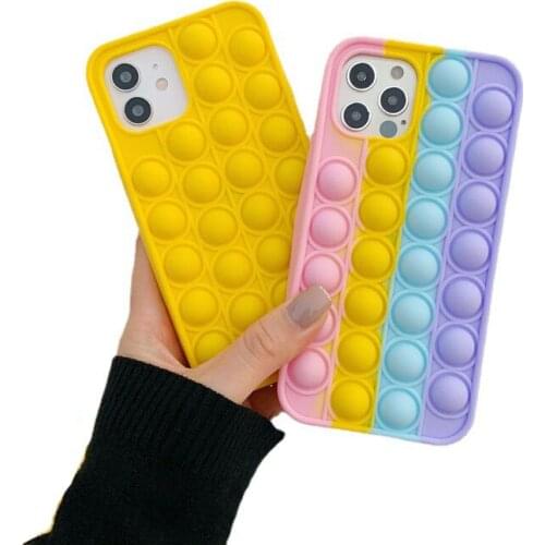 Stress Reliever 3D Soft Silicon Phone Case For iPhone 11 12 Pro X XS MAX XR 7 8 6 6S Plus 5S SE 2020 Fashion Rainbow Color Cover
