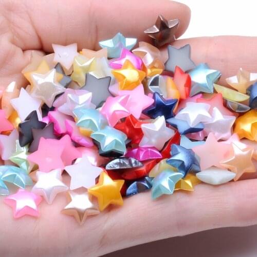 Natural 10mm Flatback Imitation Pearl Plastic Pentagram Beads ABS five-pointed star Bead For Jewelry Material Sewing Fittings
