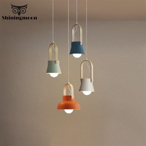 Nordic Loft LED Iron Pendant Light Modern Bedroom Simple Hanging Lamp for Dining Room Home Lighting Fixture Multicolor Iron Lamp