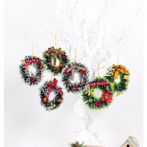 New Christmas Ornaments PVC Mini Christmas Wreath Creative Christmas Red Fruit Gift Bag Wreath Hanging