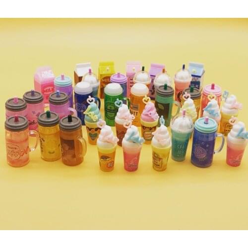 New 6pcs Miniature Dollhouse Wink Drink or Ice cream Re-ment Pretend Food for Blyth Barbies Doll Kitchen Decor Accessories