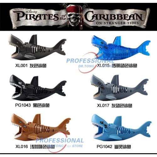 Single Sale Black Light Coffee Ghost Zombie Shark Pirates of the Caribbean Figures Building Blocks Bricks Toys Child Gift Xl001