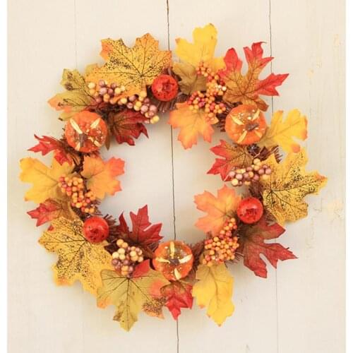 Autumn Rattan Weave berry Maple Leaf Wreath Door Hanging Hotel window shopping mall Wall Decor Home Decor Thanksgiving wreath