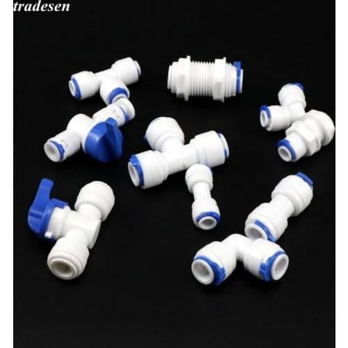 5Pcs 1/8" 1/4" Reverse Osmosis Aquarium Quick Fitting RO Water Plastic Pipe Coupling Connector 1/4" 3/8" OD Hose Tube Adapter