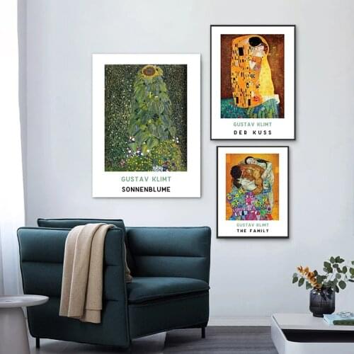 Classic Symbolist Artist Canvas Paintings Gustav Klimt Kiss Posters and Abstract Prints Wall Art Pictures for Living Home Decor