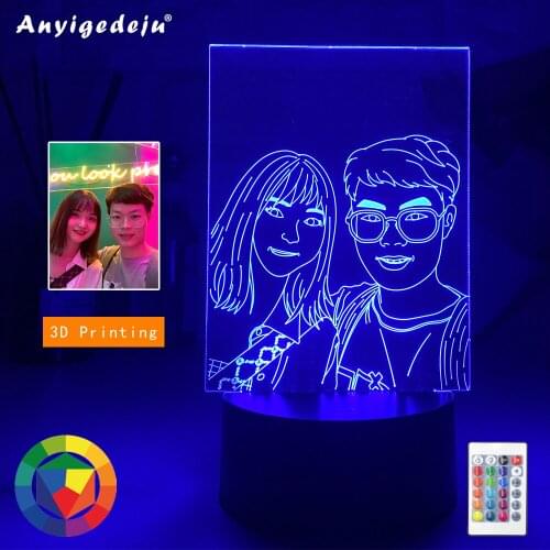 Dropshipping Customized 3D Night Light USB Black Base DIY Night Lamp For Wedding Christmas Gift Holiday Light Custom Text Photo