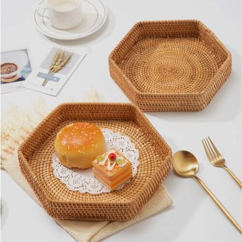 Rattan Fruit Basket Bread assiette Snacks Handmade тарелки для еды Display Storage поднос для декора Tea plateau Tray 접시 صحون