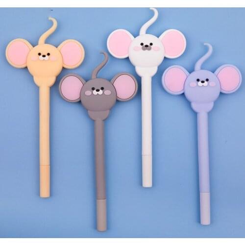 16 pcs/lot Creative Big ears Mouse Gel Pen Cute 0.5 mm black ink Signature Pen School Office writing Supplies Promotional Gift