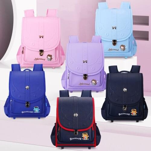 Kids Orthopedic School-bag Japanese Randoseru Large Capacity Light School Backpack For Girls Waterproof PU Baby Mochila Infantil
