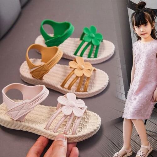 2021 Lovely Summer Little Girls Sandals Toddlers Sweet Style Flower Soft Sole Non-slip Beach Princess Shoes