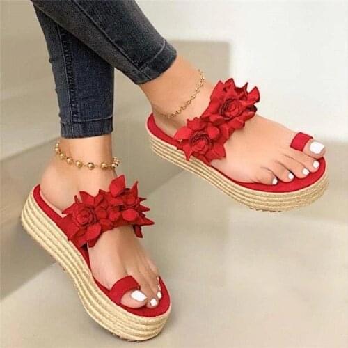 Womens Shoes Women Casual Daily Flower Slip On Platform Sandals 2020 Summer Cute Ladies Beach Dress Flat Shoes Female Snadals