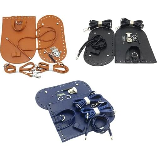 1 Set PU Leather Bag Bottom Shoulder Strap Woven Bucket Bag Replacement Handmade Handbag DIY Purse Accessories