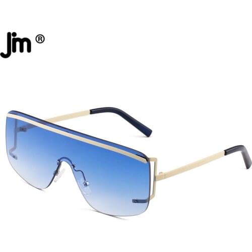 Women Men Shield Sunglasses Oversized Lens Rimless Sun Glasses Black Sunglasses