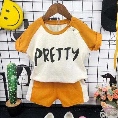 2019 Summer 2 3 4 5 6 Years Toddler Boys Tracksuit Letter Printing Casual Splice Short Sleeve T-shirt Shorts Sport Suit Boy Sets