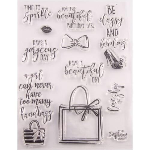 Handbag Bow High Heels Clear Stamps Transparent Silicone Stamp for DIY Scrapbooking Paper Card Craft Tools