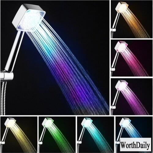 Bathroom Light Shower Handheld Household Bathroom 7color Romantic Led Light Water Head Temperature Sensor Shower Mild Effluent