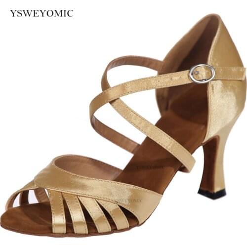 Dance Shoes Bachata Latin Ballroom Shoes Satin Meduim Heel Customized Colors Black Flesh White Red Salsa Latin Dance Shoes Girls