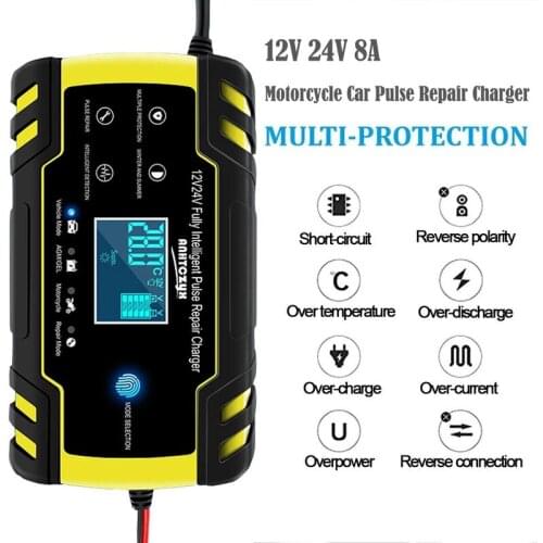 12V 24V 8A Battery chargers Touch Screen LCD Display Car Battery Charger Power Puls Repair Chargers For Lead Acid Agm Gel Wet